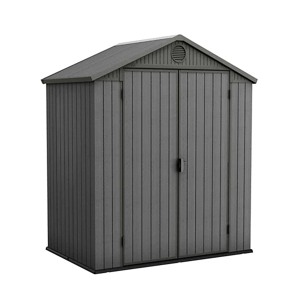 Grey Plastic Storage Shed 6 × 4 ft with Floor and Double Door Access