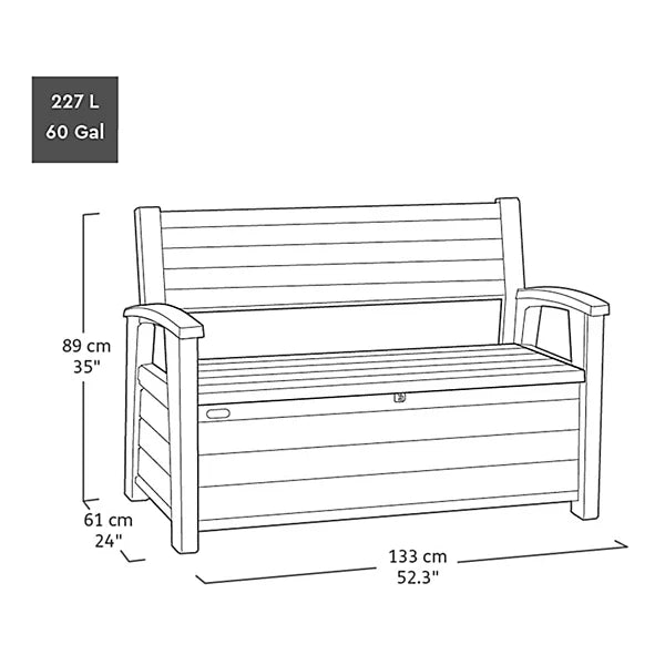 227L Outdoor Storage Bench, Resin Storage Box, Brown