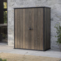 1400L Outdoor Garden Storage Unit, Resin Storage Box, 4 × 2 ft, Walnut