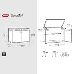 2020L Resin Outdoor Storage Box, Garden Storage Unit, Walnut, 6 × 3 ft