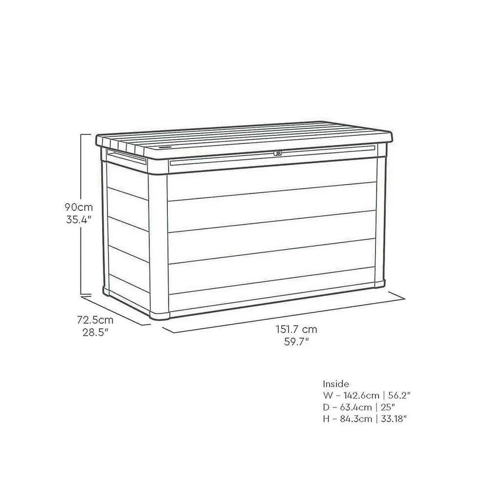 757L Outdoor Garden Storage Box, Resin Storage Unit, 5 × 2 ft, Walnut