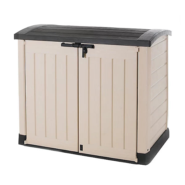 1200L Plastic Outdoor Storage Box, Garden Storage Unit, Beige & Brown