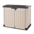 1200L Plastic Outdoor Storage Box, Garden Storage Unit, Beige & Brown