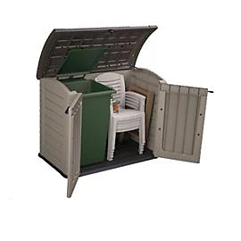 1200L Plastic Outdoor Storage Box, Garden Storage Unit, Beige & Brown