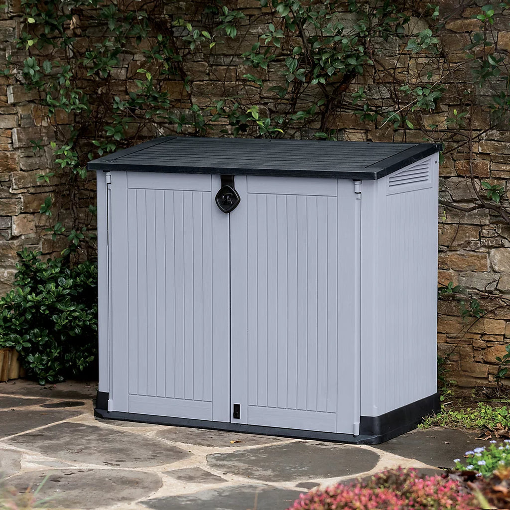 880L Outdoor Bin Storage Unit, Resin Storage Box, 132 × 71.5 cm, Grey