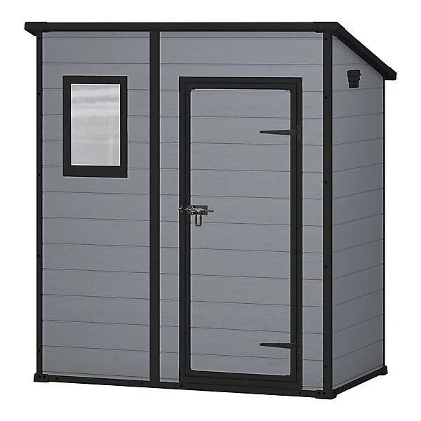 6 × 4 ft Pent Resin Garden Shed with Floor and Window, Grey