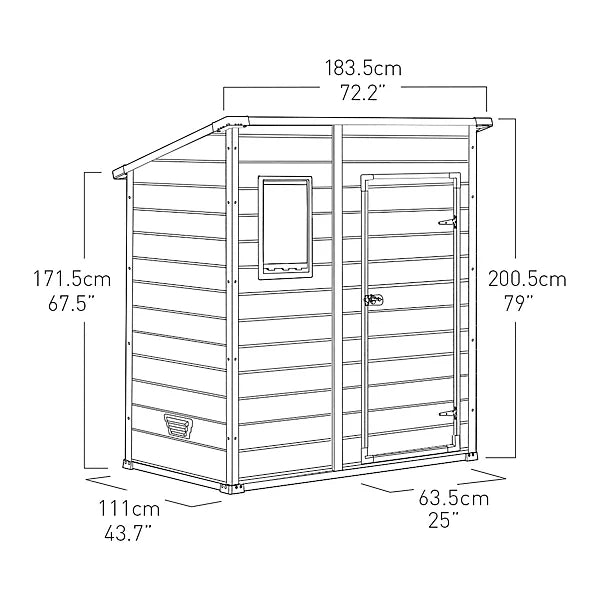 6 × 4 ft Pent Resin Garden Shed with Floor and Window, Grey
